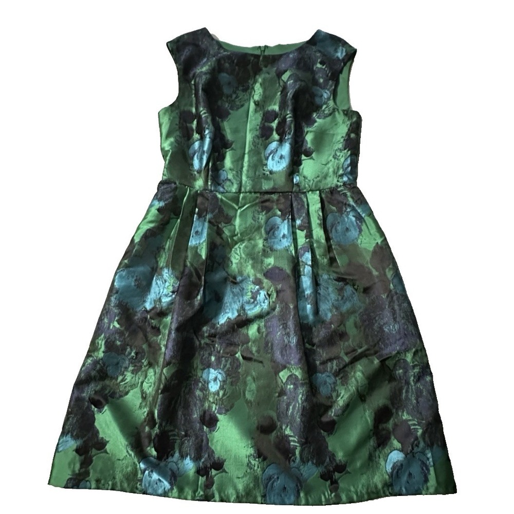 SD‎ Collection Green Blue Floral Fit & Flare Dress Womens Size 6